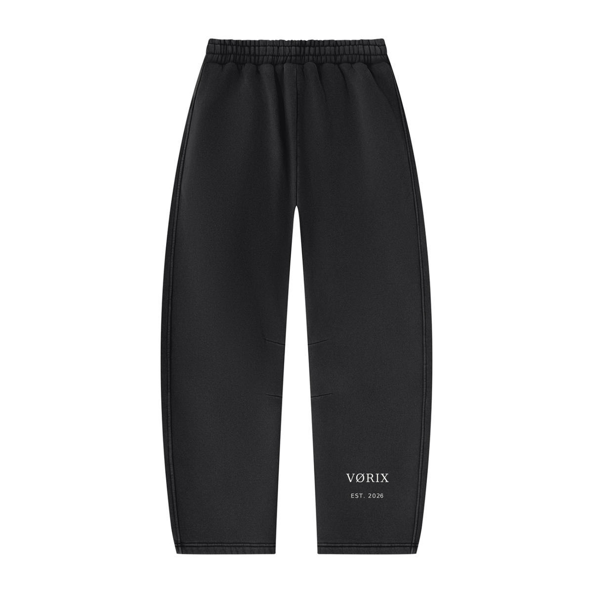 VORIX Noir / 003 barrel-leg sweatpants in Black, back view