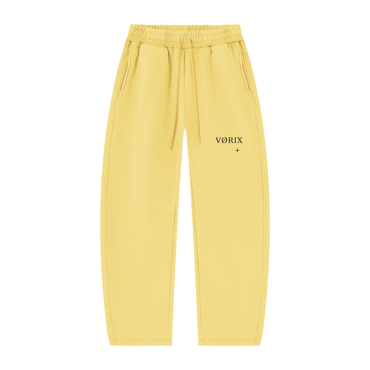 VORIX Essential / 001 barrel-leg sweatpants in Light Yellow, front view