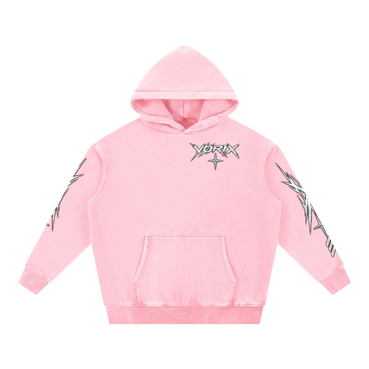 VORIX Engineered For Chaos / 003 oversized hoodie in Light Pink, front view