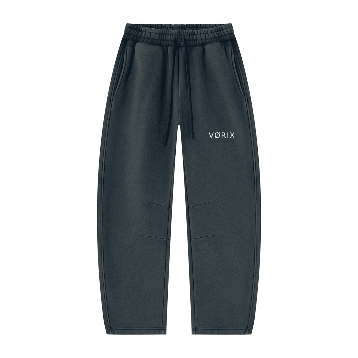 VORIX Division / 002 barrel-leg sweatpants in Navy, front view