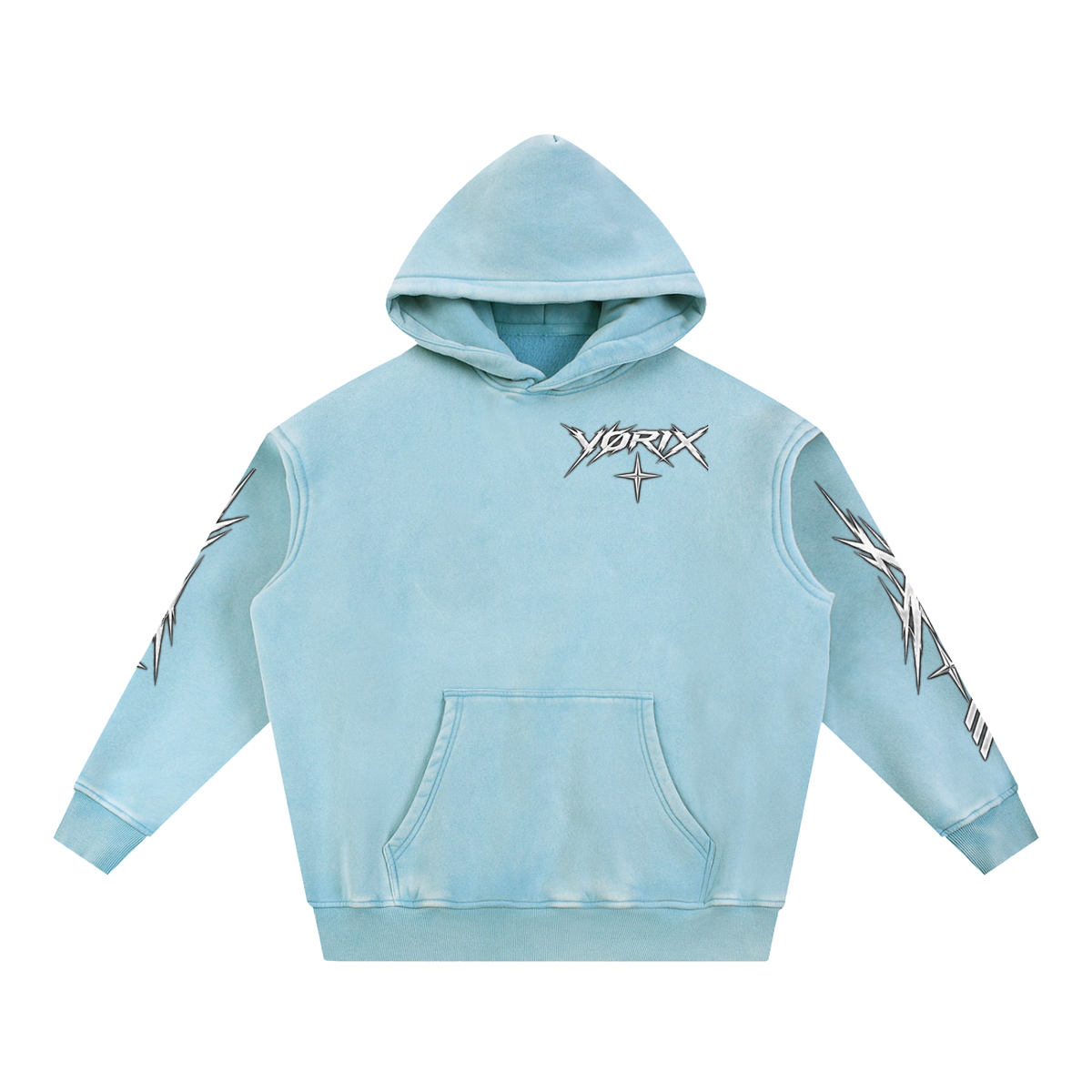 VORIX Engineered For Chaos / 003 oversized hoodie in Light Blue, front view