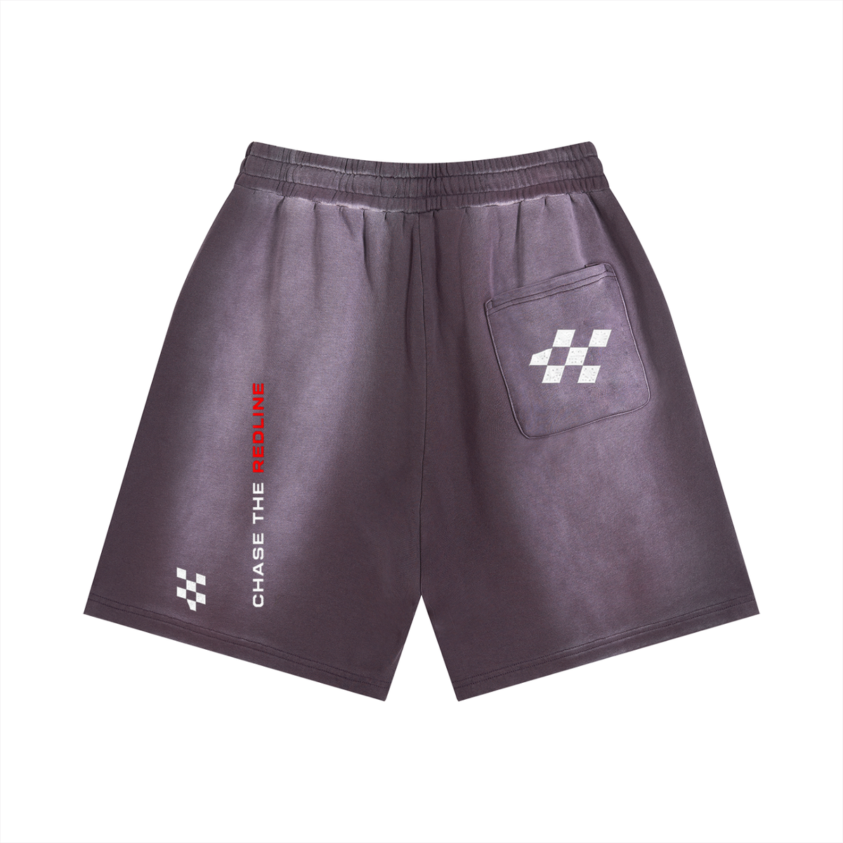 VORIX Redline / 004 sun-faded shorts in Dark Purple, back view