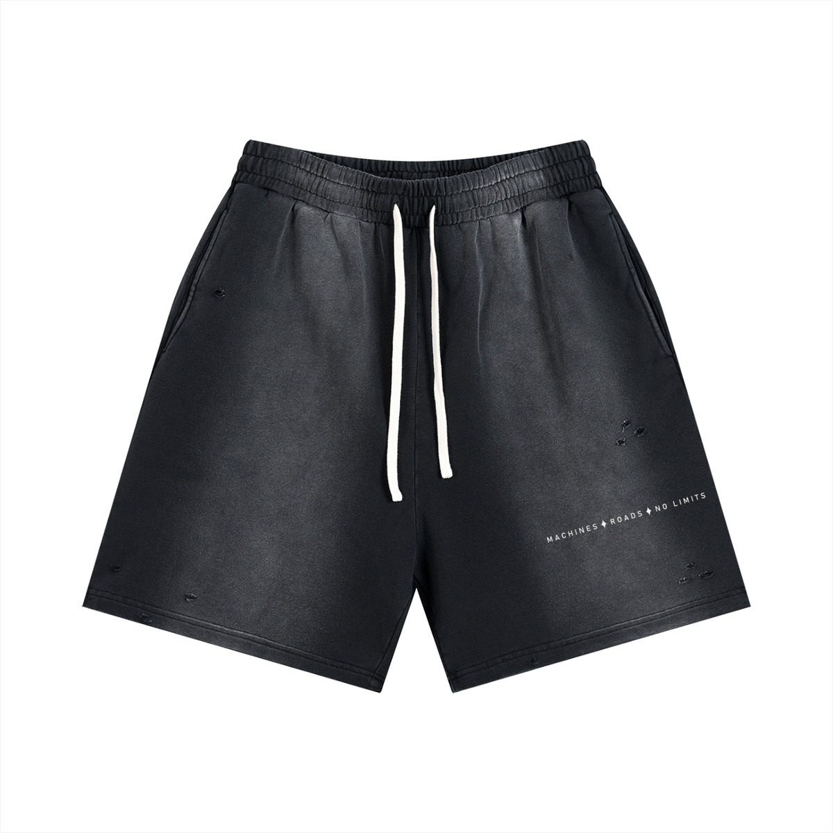 VORIX No Limits / 005 sun-faded shorts in Black, front view