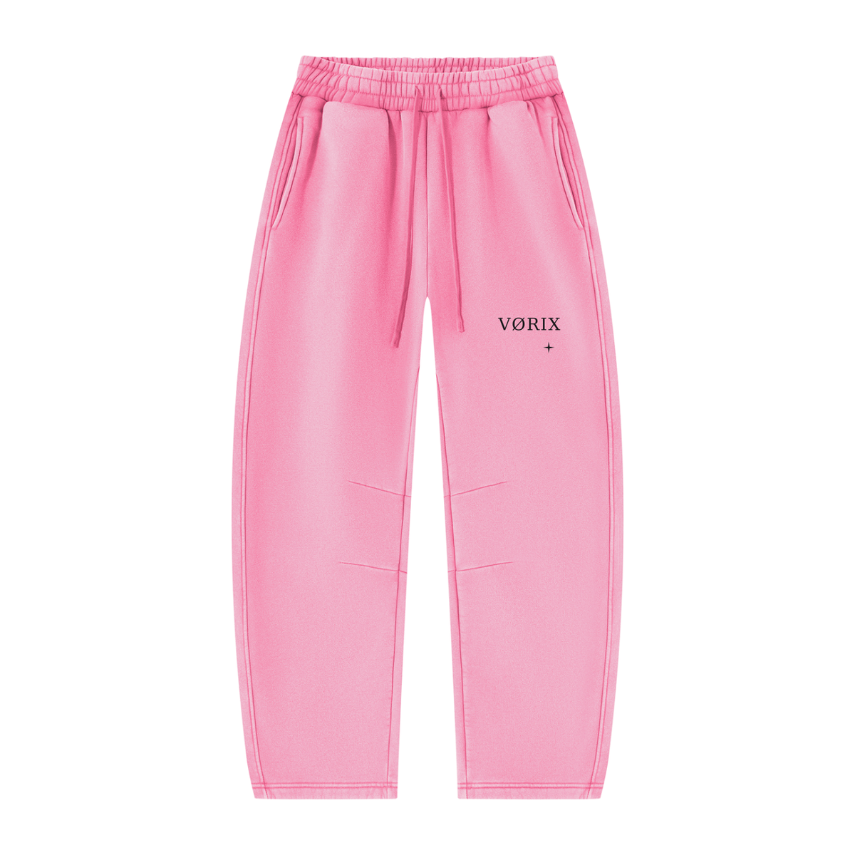 VORIX Essential / 001 barrel-leg sweatpants in Pink, front view