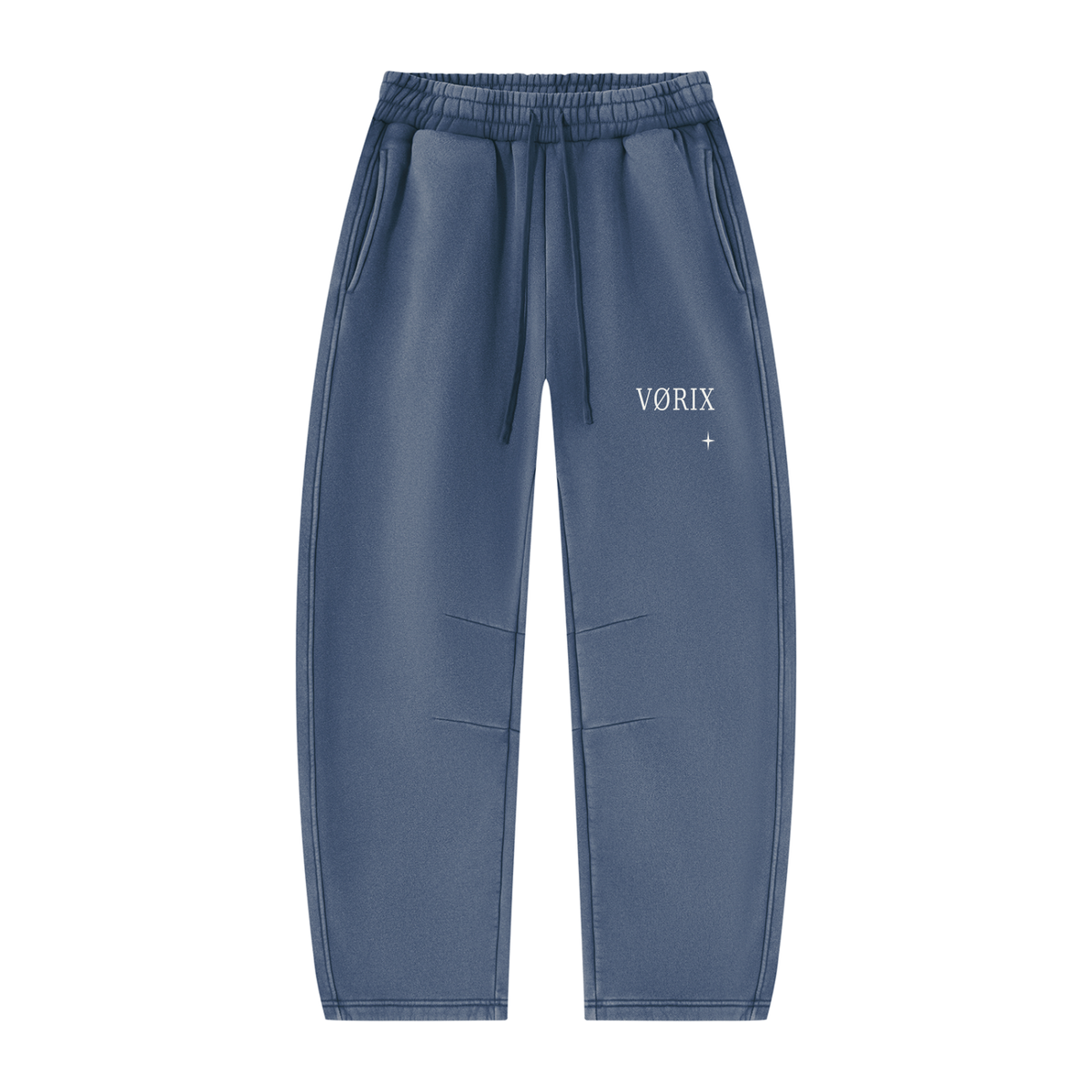 VORIX Noir / 003 barrel-leg sweatpants in Washed Blue, front view