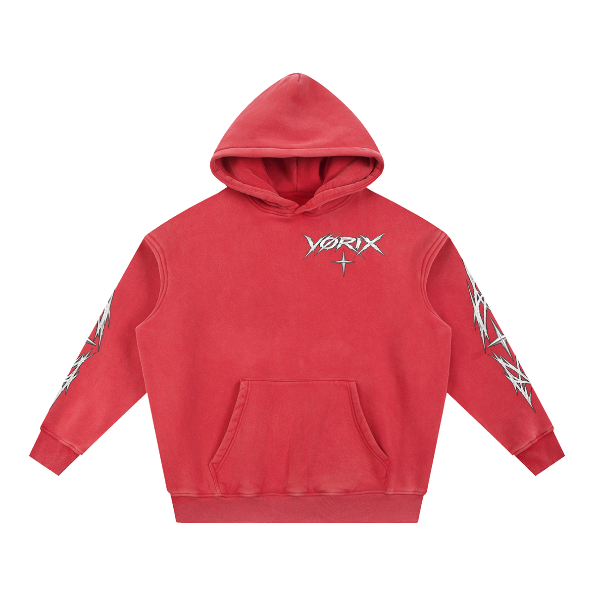 VORIX Built To Disobey / 001 oversized hoodie in Red, front view