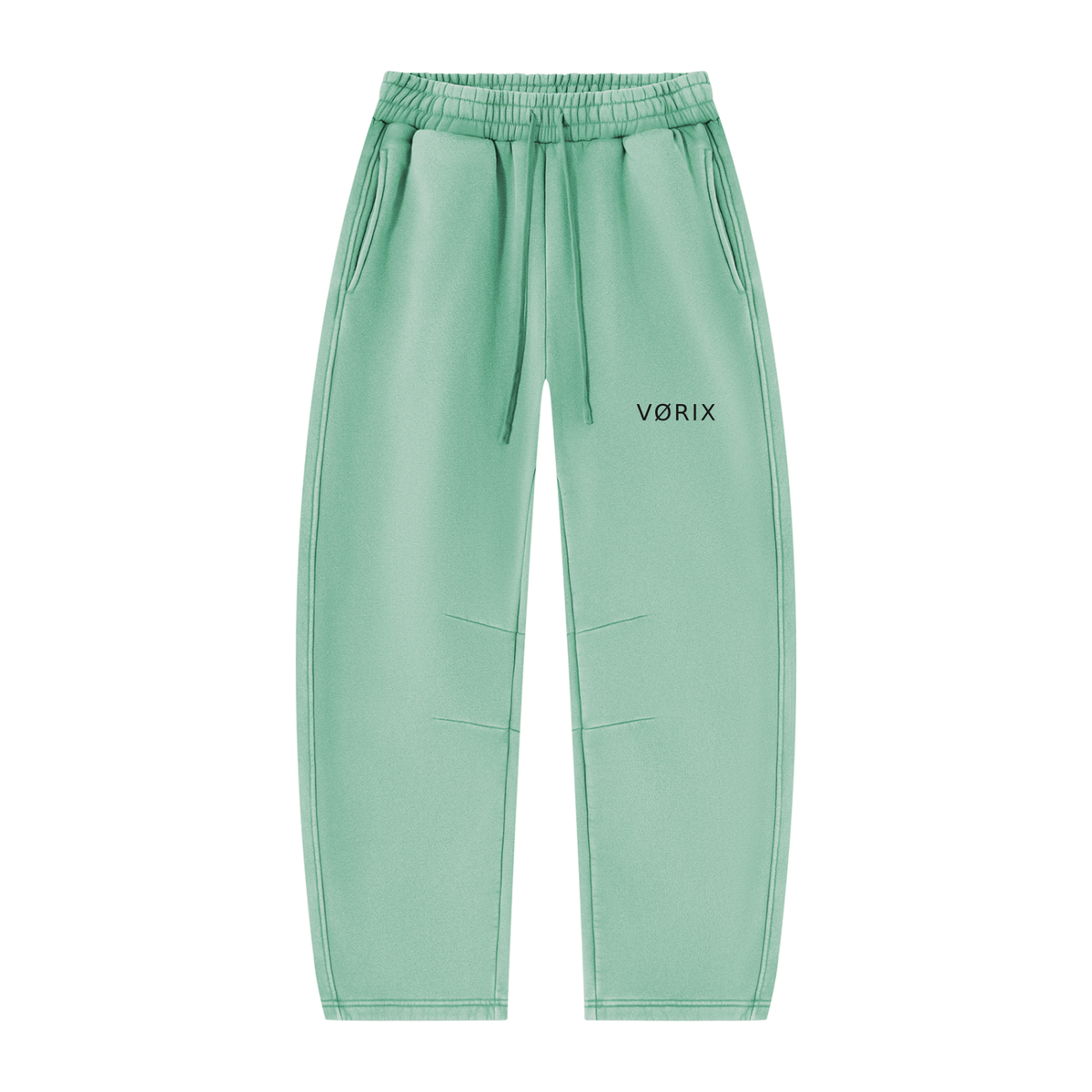 VORIX Division / 002 barrel-leg sweatpants in Mint, front view