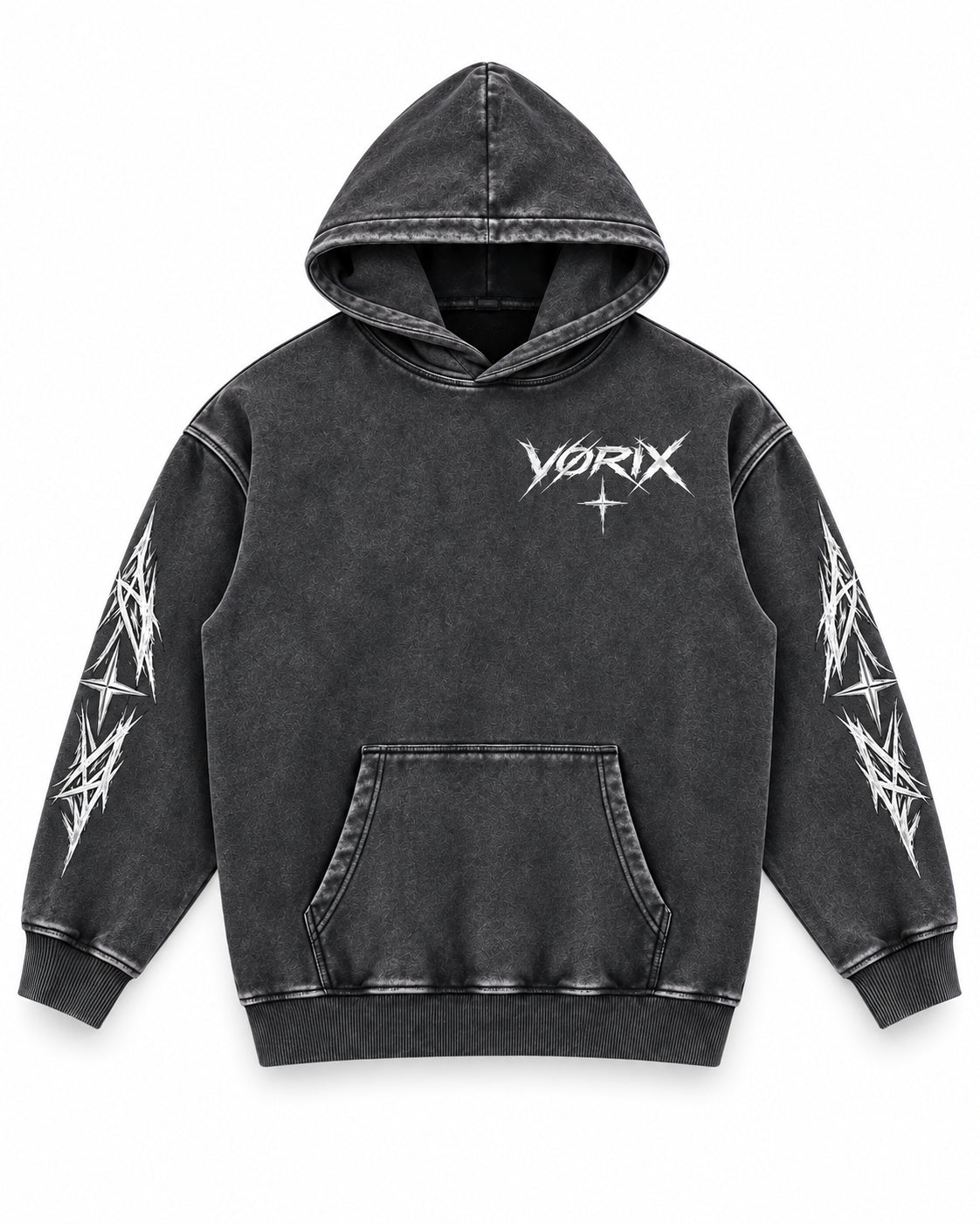 VORIX Built To Disobey / 001 oversized hoodie in Black, front view