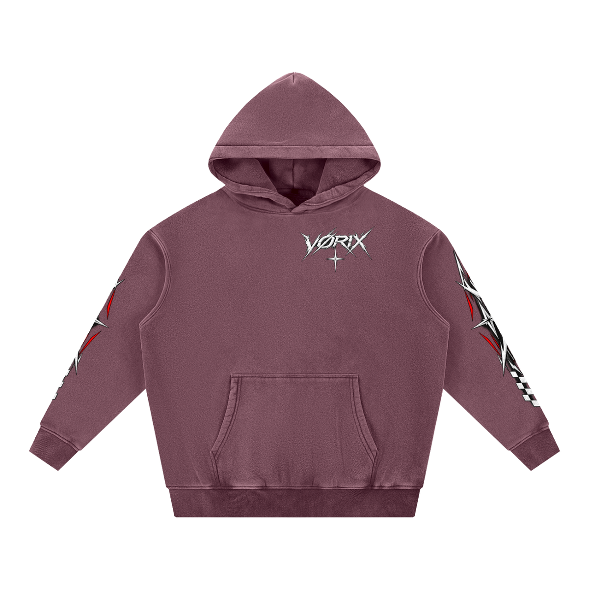 VORIX Chase The Redline / 002 oversized hoodie in Plum, front view