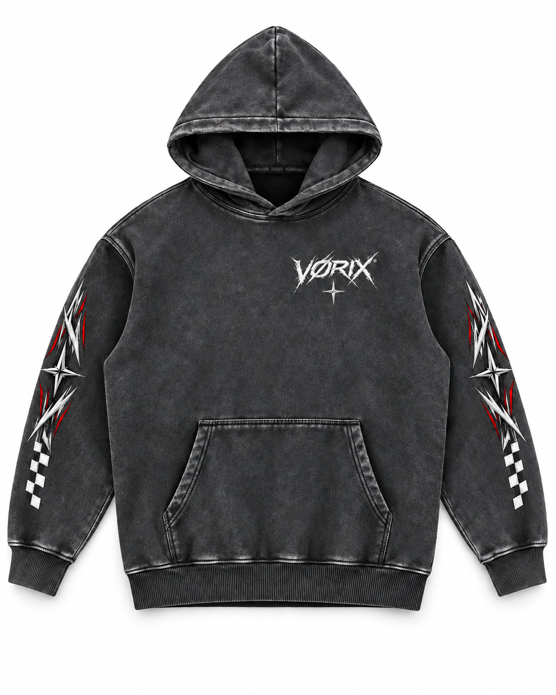 VORIX Chase The Redline / 002 oversized hoodie in Black, front view
