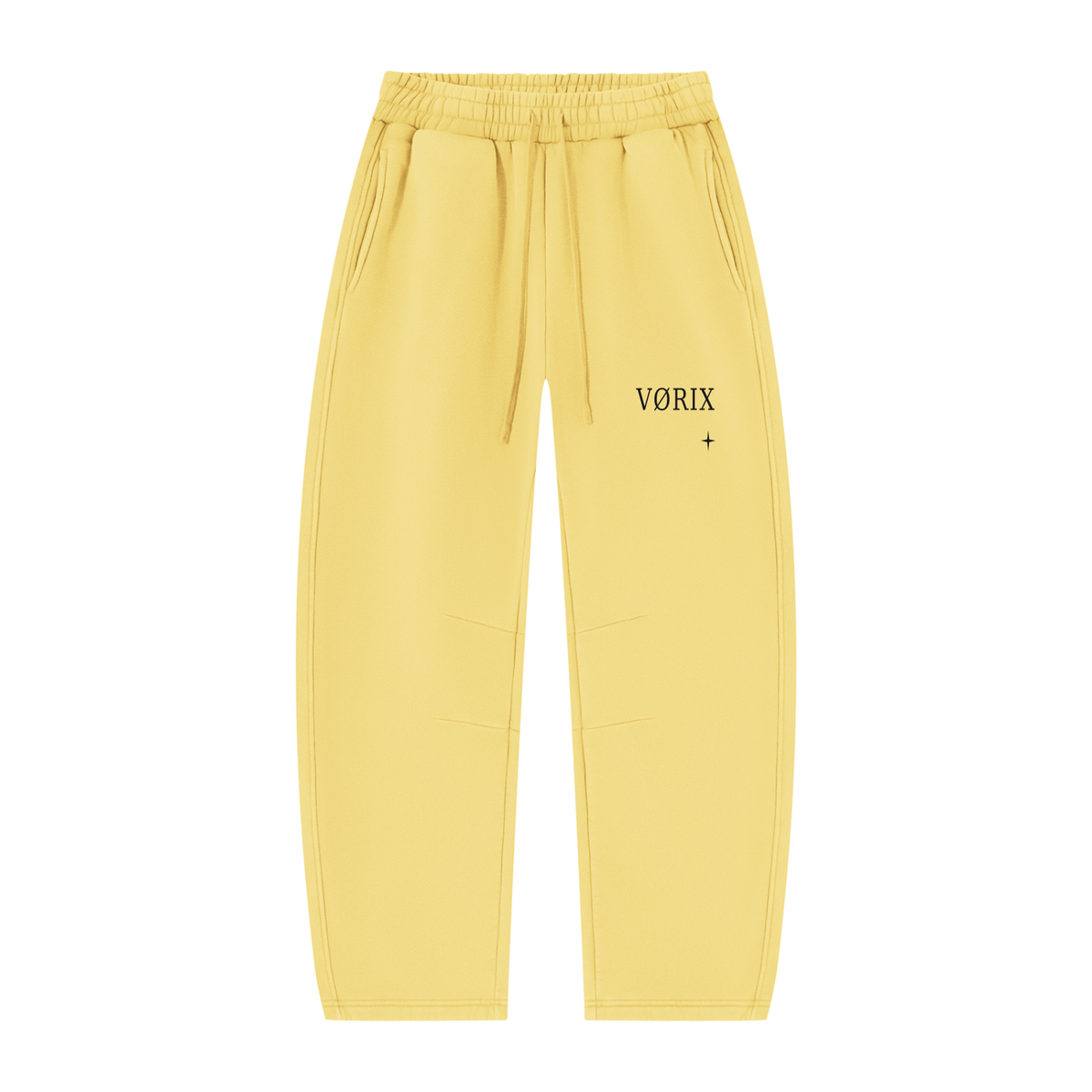VORIX Noir / 003 barrel-leg sweatpants in Light Yellow, front view