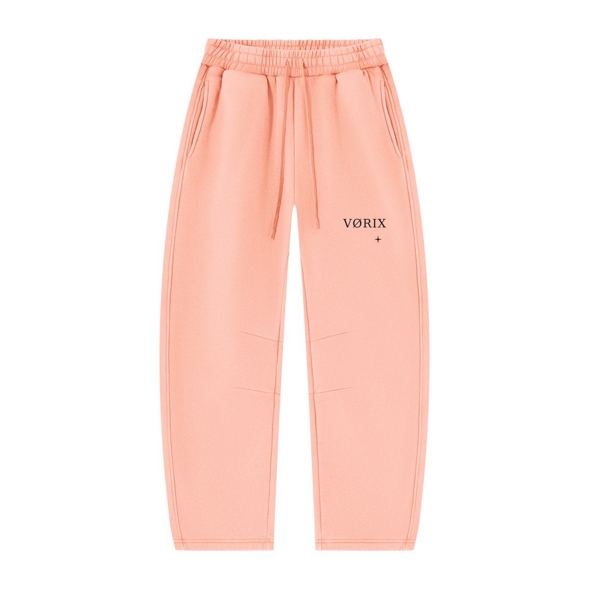 VORIX Essential / 001 barrel-leg sweatpants in Peach, front view
