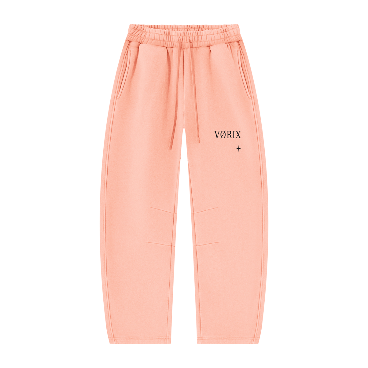 VORIX Noir / 003 barrel-leg sweatpants in Peach, front view