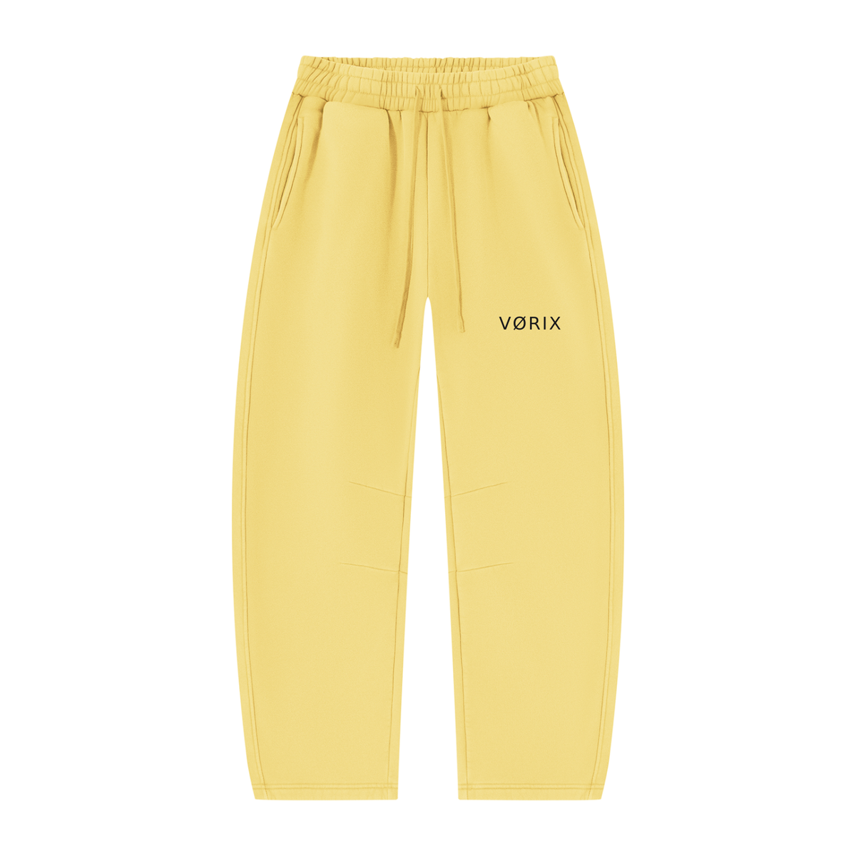 VORIX Division / 002 barrel-leg sweatpants in Light Yellow, front view