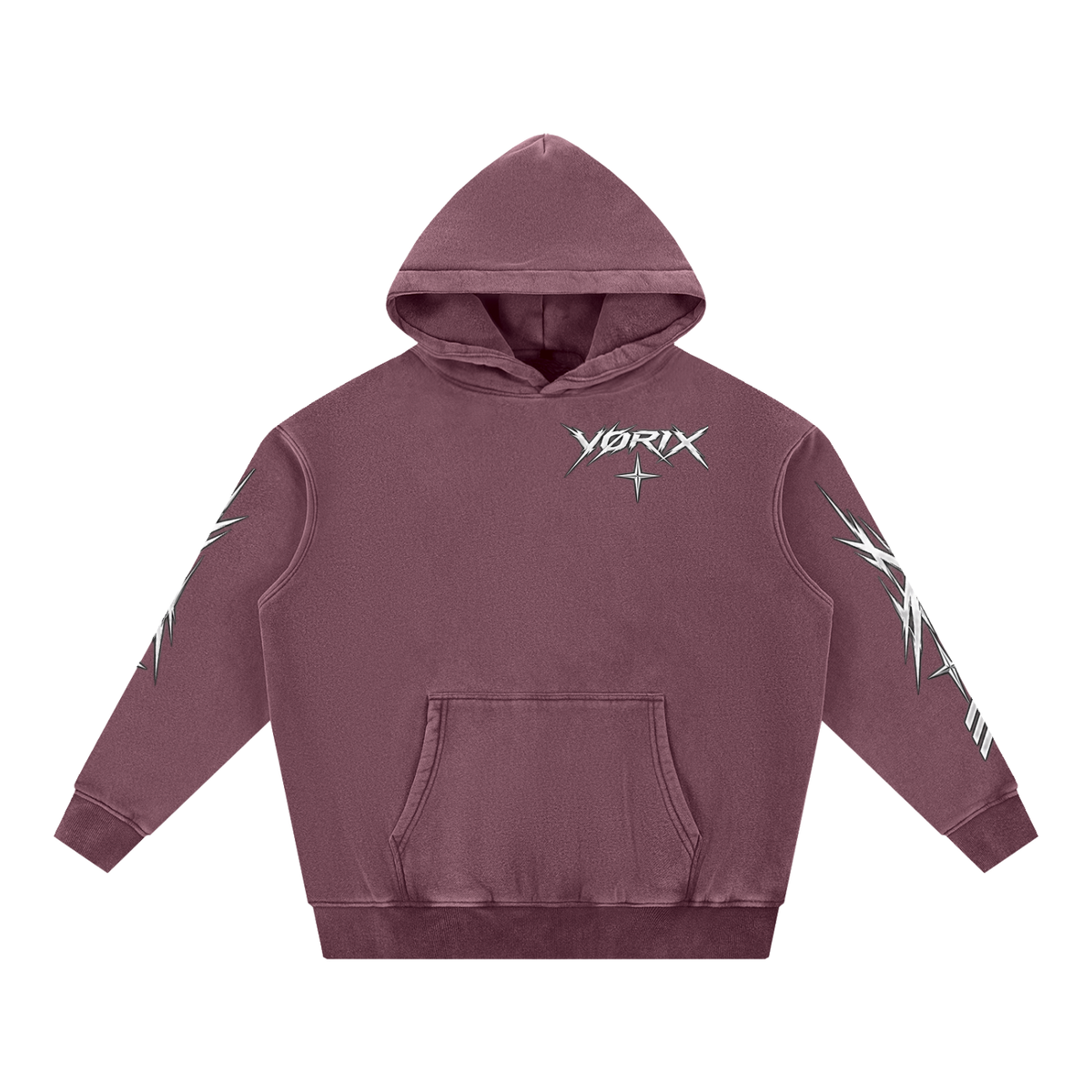 VORIX Engineered For Chaos / 003 oversized hoodie in Plum, front view