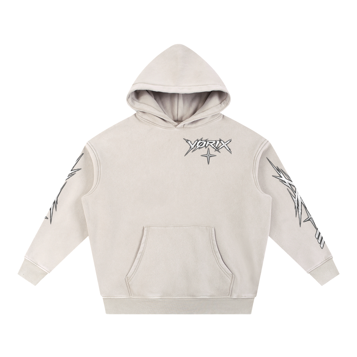 VORIX Engineered For Chaos / 003 oversized hoodie in Cream, front view