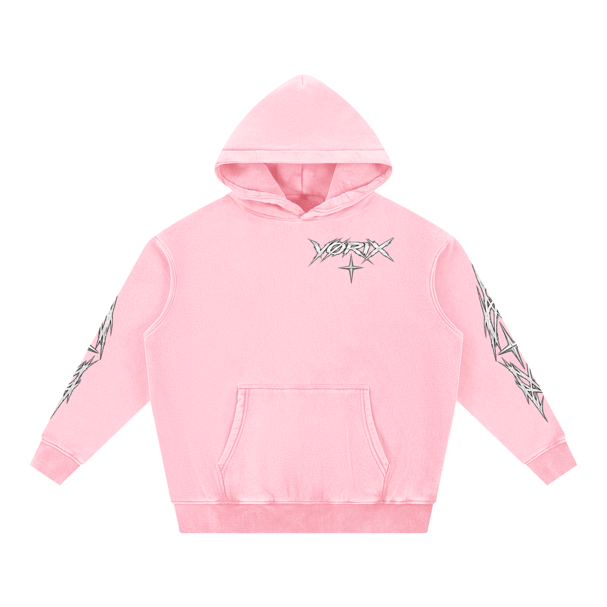 VORIX Built To Disobey / 001 oversized hoodie in Light Pink, front view