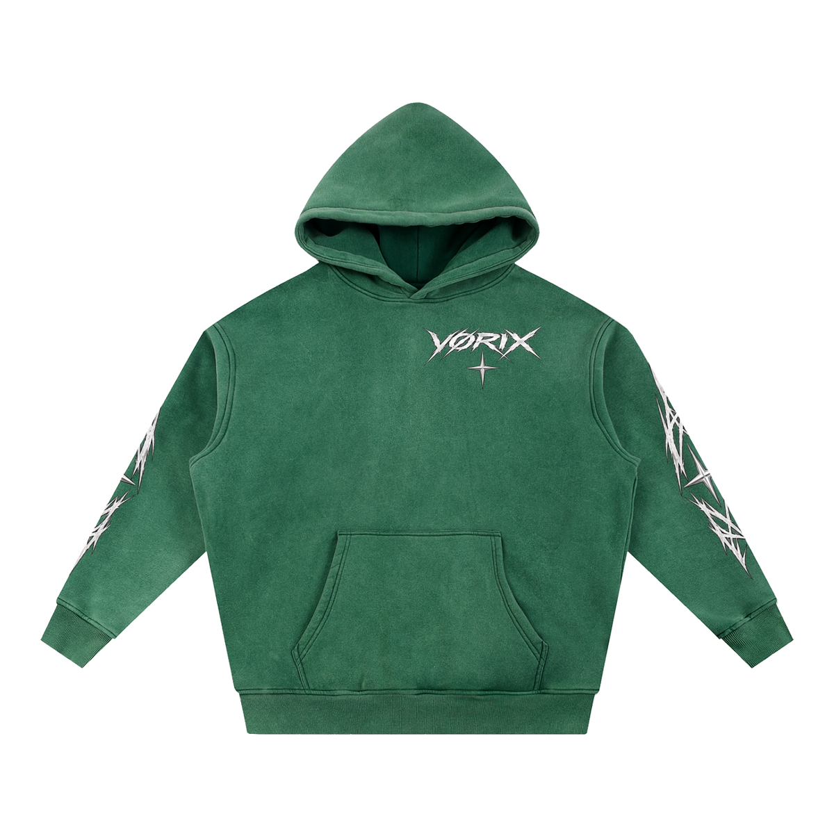 VORIX Built To Disobey / 001 oversized hoodie in Dark Green, front view