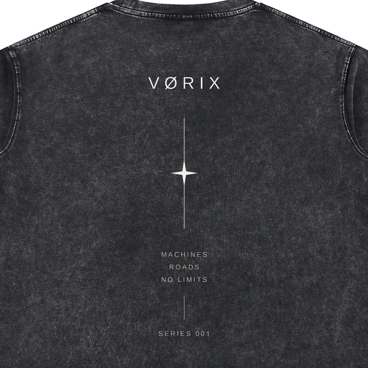 VORIX Division / 002 oversized T-shirt in Black, back print close-up