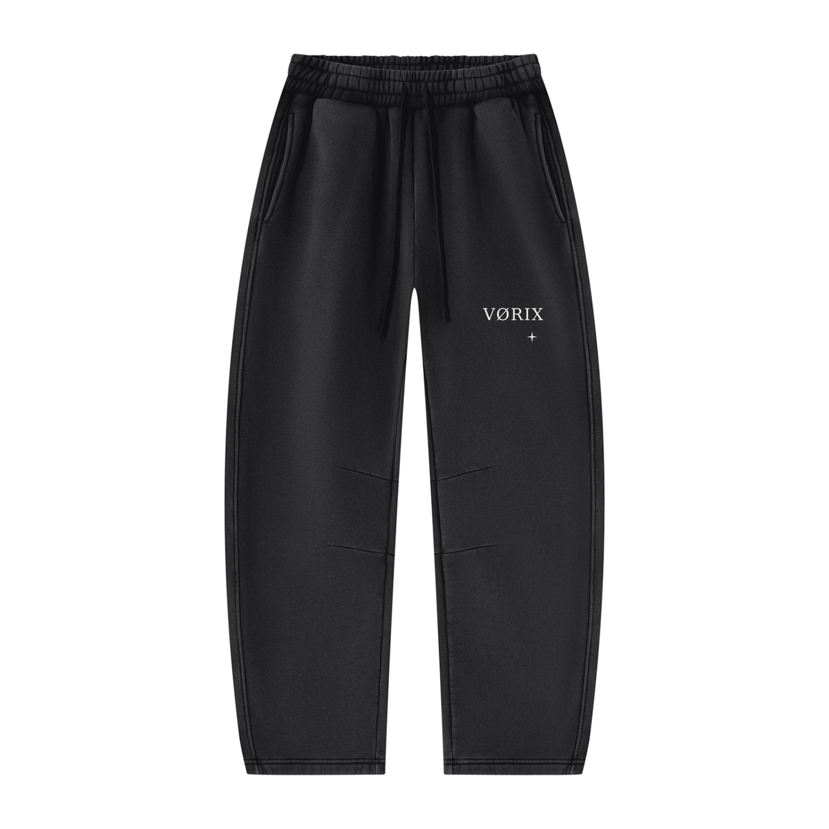 VORIX Essential / 001 barrel-leg sweatpants in Black, front view