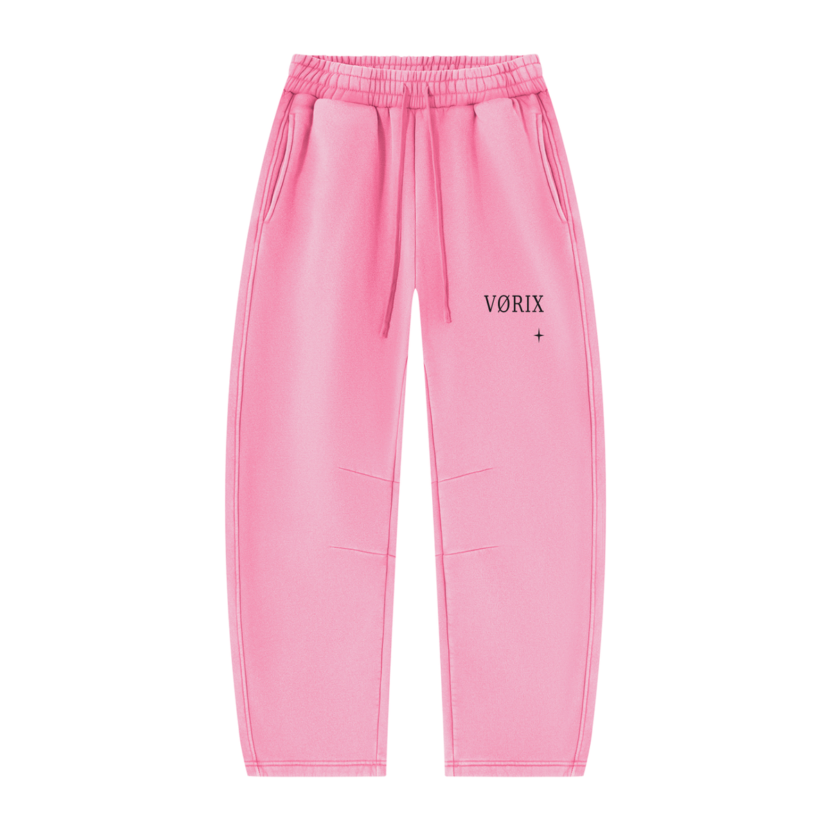 VORIX Noir / 003 barrel-leg sweatpants in Pink, front view
