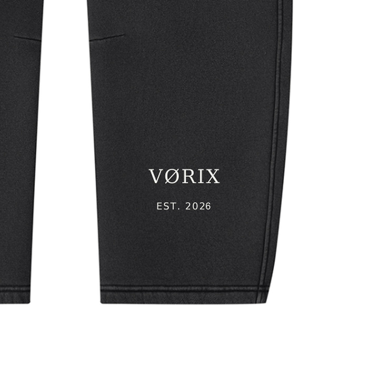 VORIX Noir / 003 barrel-leg sweatpants in Black, back print close-up