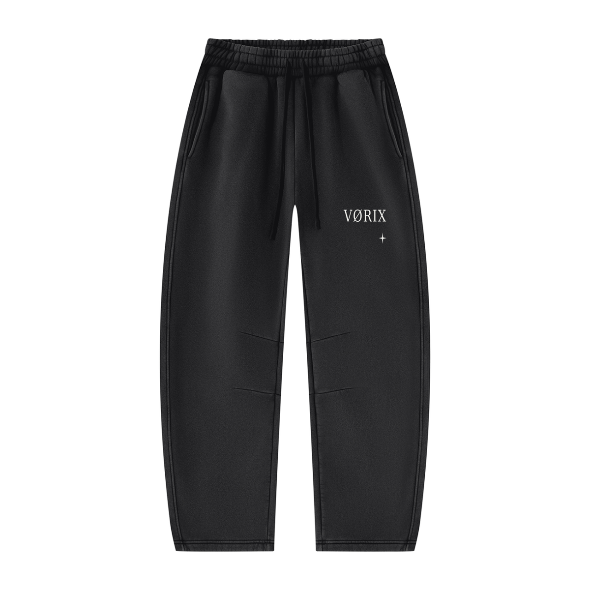 VORIX Noir / 003 barrel-leg sweatpants in Black, front view