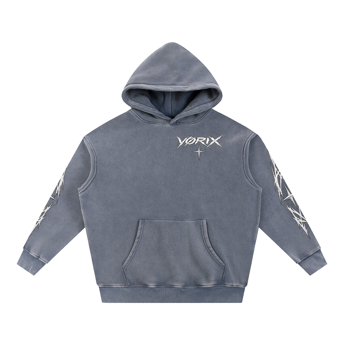 VORIX Built To Disobey / 001 oversized hoodie in Slate Blue, front view