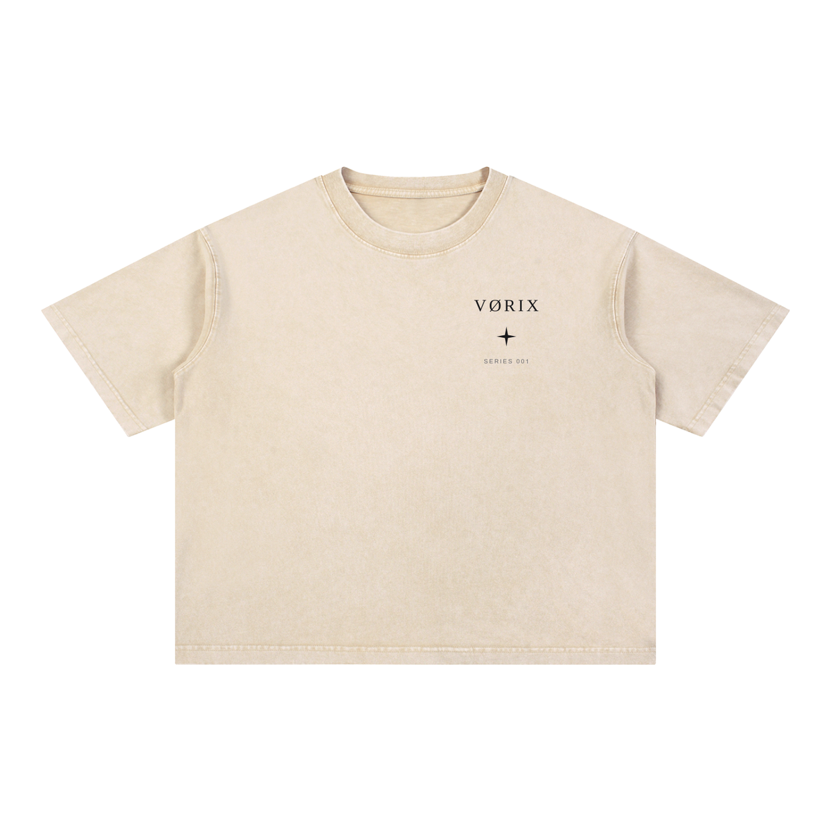 VORIX Signature / 001 oversized T-shirt in Sand, front view