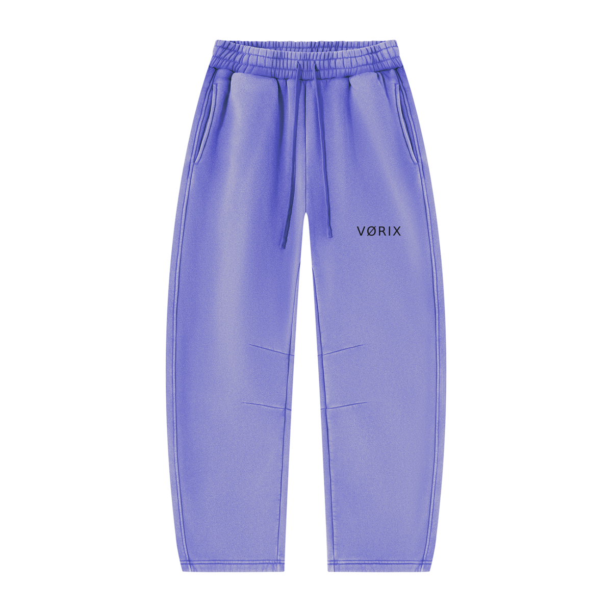 VORIX Division / 002 barrel-leg sweatpants in Lavender, front view