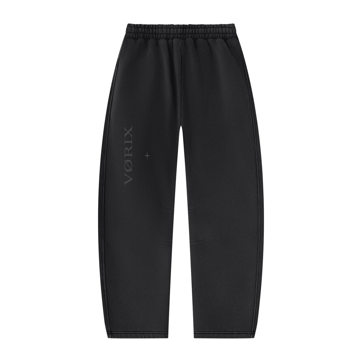 VORIX Essential / 001 barrel-leg sweatpants in Black, back view
