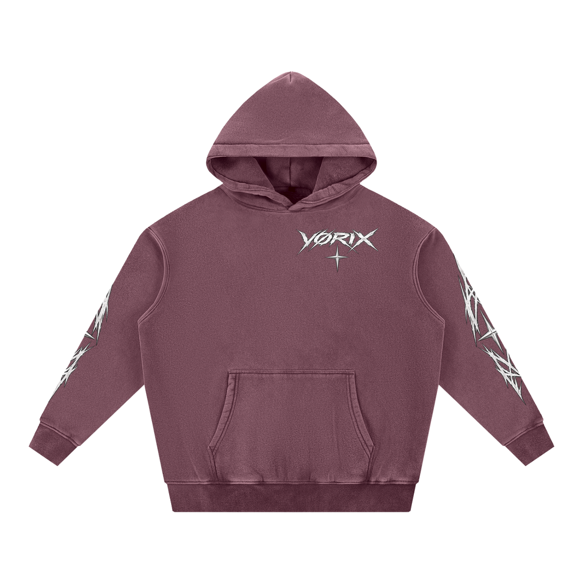 VORIX Built To Disobey / 001 oversized hoodie in Plum, front view