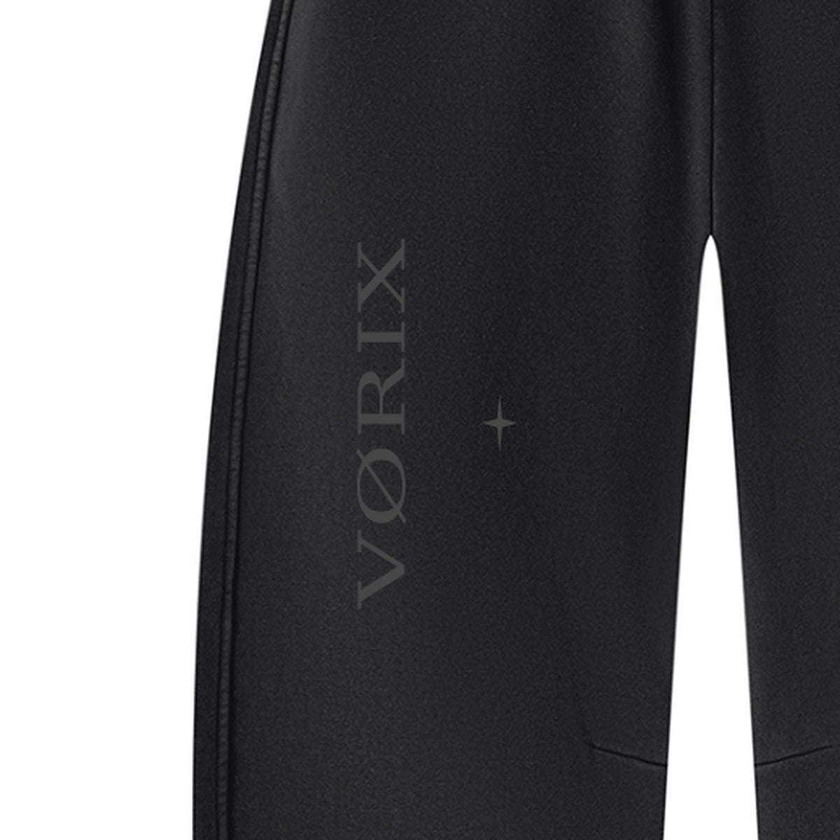 VORIX Essential / 001 barrel-leg sweatpants in Black, back print close-up