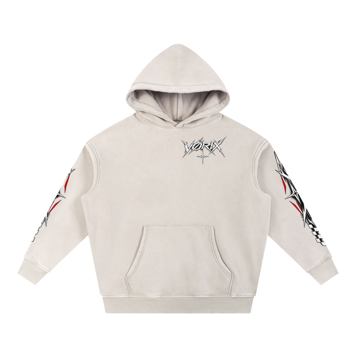 VORIX Chase The Redline / 002 oversized hoodie in Cream, front view