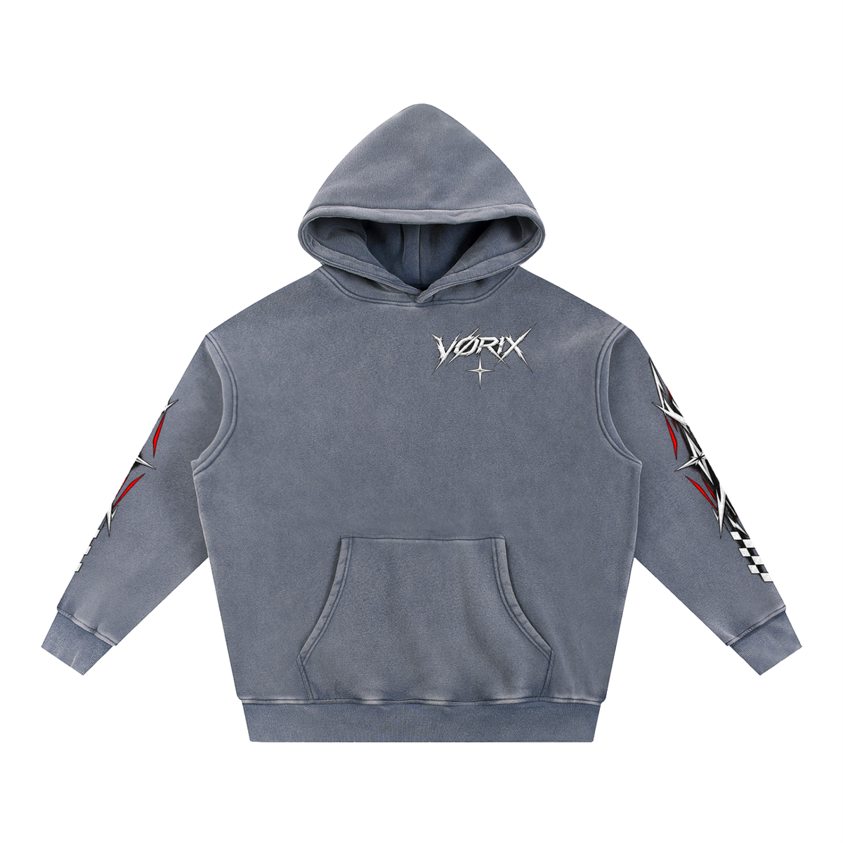 VORIX Chase The Redline / 002 oversized hoodie in Slate Blue, front view