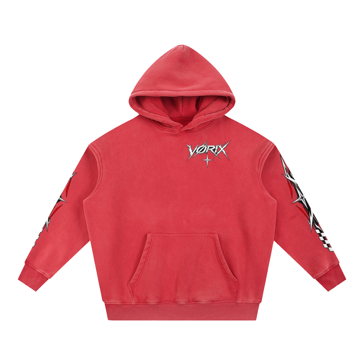 VORIX Chase The Redline / 002 oversized hoodie in Red, front view
