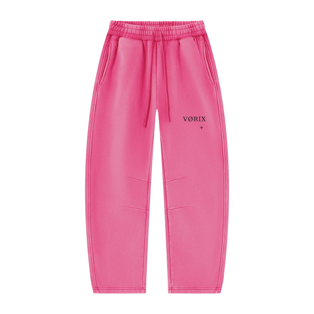 VORIX Essential / 001 barrel-leg sweatpants in Rose, front view