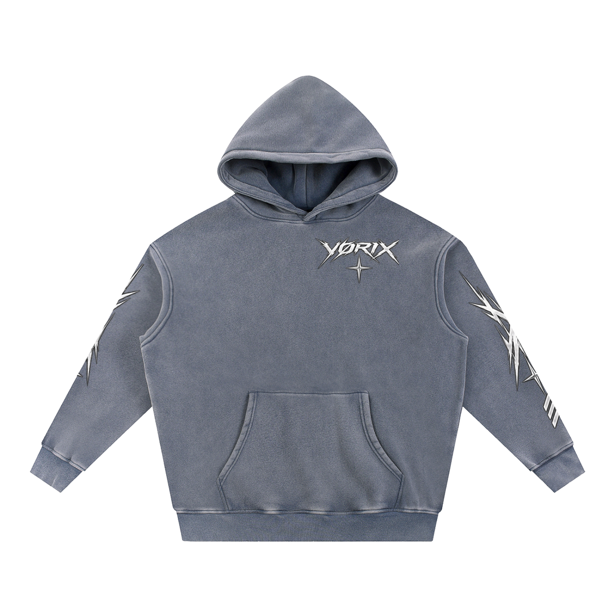 VORIX Engineered For Chaos / 003 oversized hoodie in Slate Blue, front view