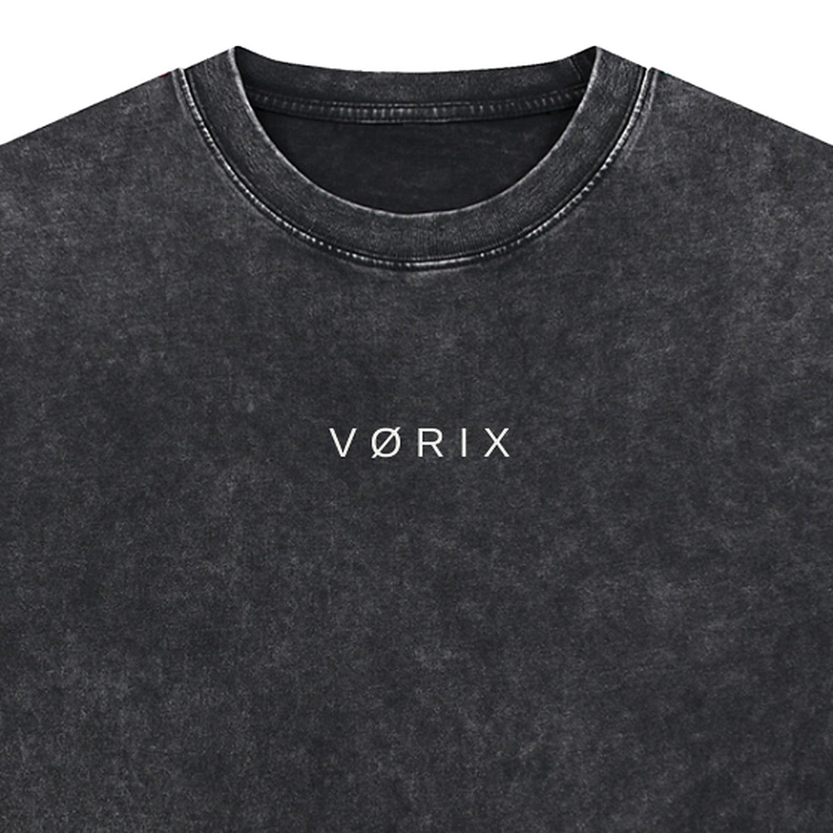VORIX Division / 002 oversized T-shirt in Black, front print close-up