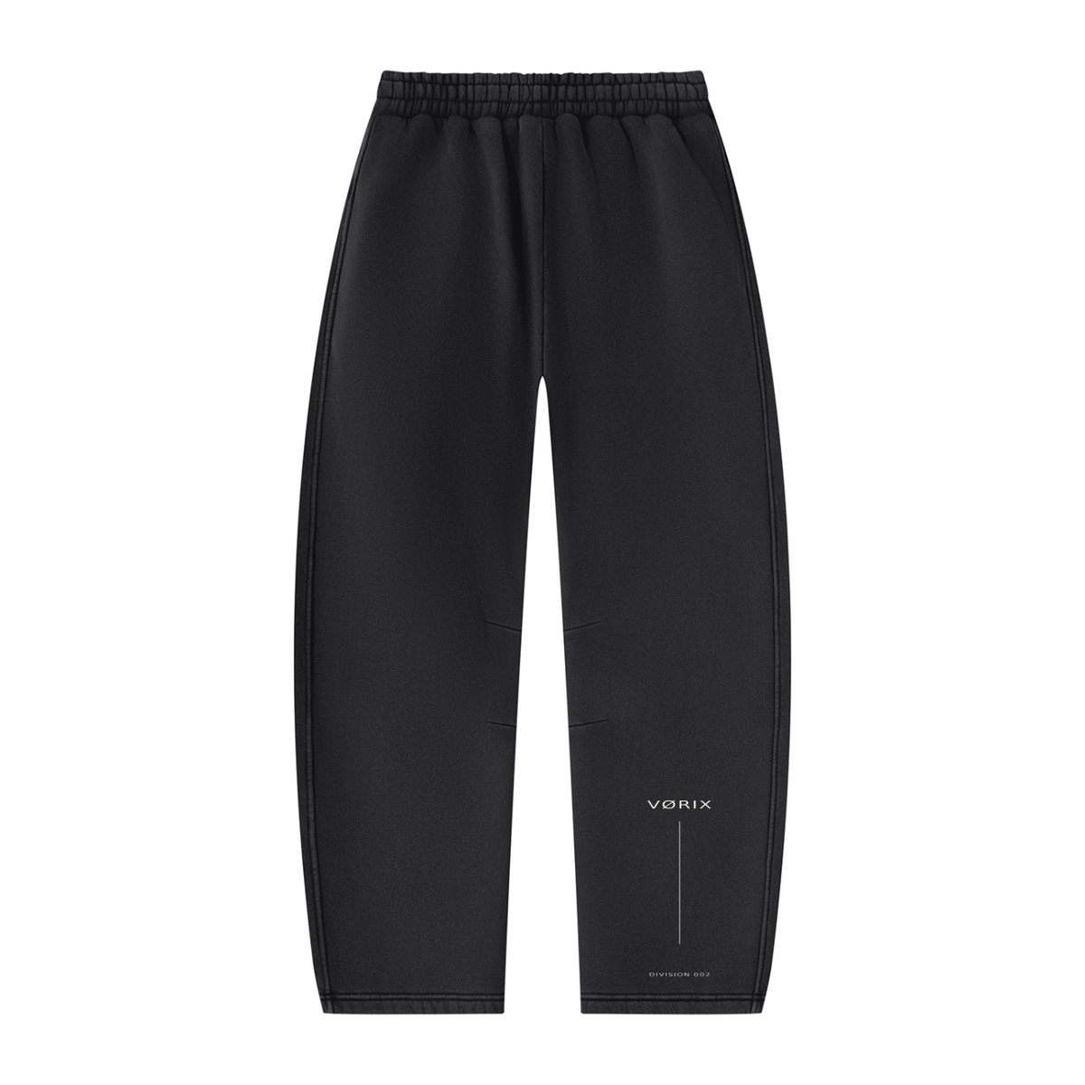 VORIX Division / 002 barrel-leg sweatpants in Black, back view