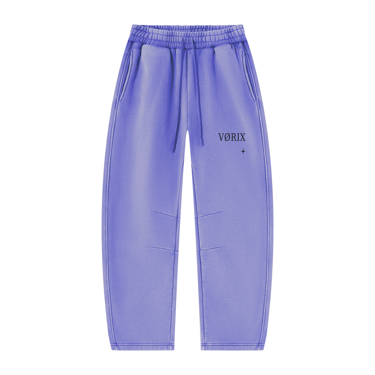VORIX Noir / 003 barrel-leg sweatpants in Lavender, front view