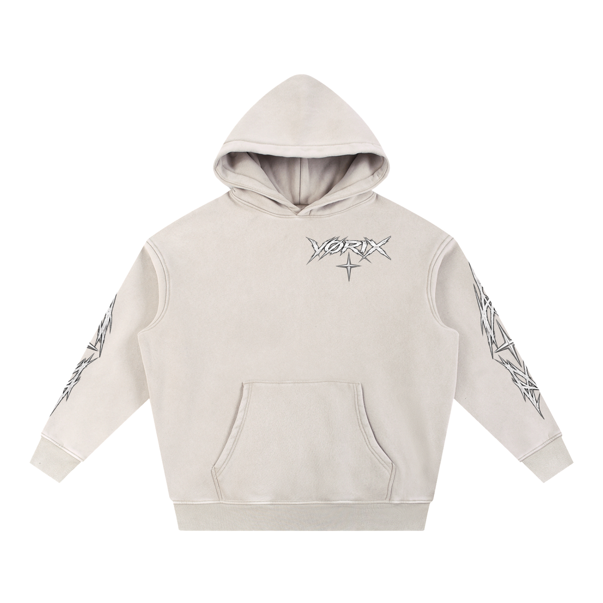VORIX Built To Disobey / 001 oversized hoodie in Cream, front view